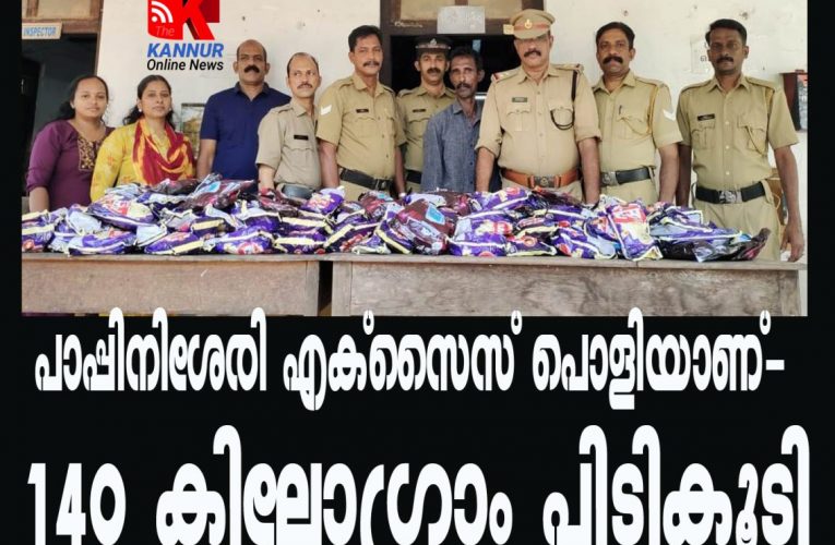 പാപ്പിനിശേരി  എക്‌സൈസ് പൊളിയാണ്– 140 കിലോഗ്രാം പിടികൂടി