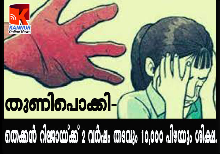 തുണിപൊക്കി-തെക്കന്‍ റിജോയ്ക്ക് 2 വര്‍ഷം തടവും 10,000 പിഴയും ശിക്ഷ.