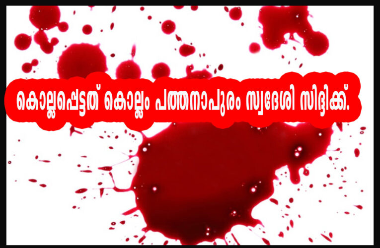 കൊല്ലപ്പെട്ടത് കൊല്ലം പത്തനാപുരം സ്വദേശി സിദ്ദിക്ക്.