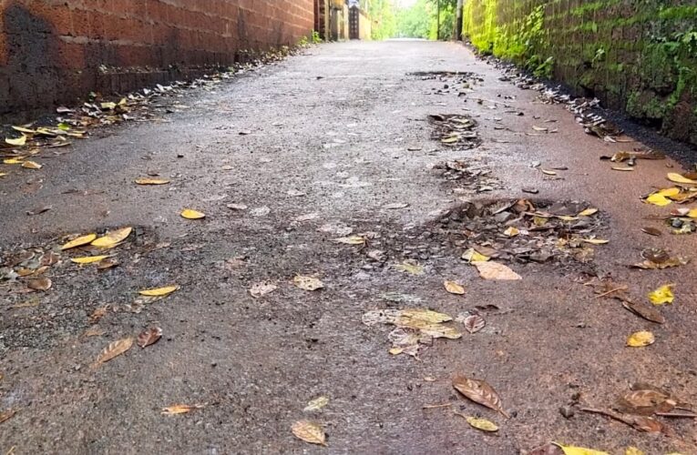 വല്ലാത്തൊരു റോഡ് വല്ലാത്തൊരു നഗരസഭ-ഒരുമാസമാവും മുമ്പേ റോഡ് കുഴിയായി.