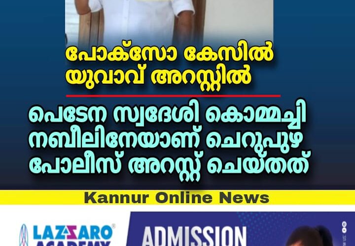പോക്‌സോ കേസില്‍ യുവാവ് അറസ്റ്റില്‍; പെടേന സ്വദേശി നബീലിനേയാണ് ചെറുപുഴ പോലീസ് അറസ്റ്റ് ചെയ്തത്