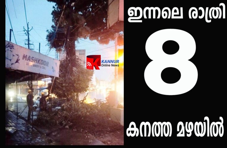 കനത്ത മഴയിൽ രാത്രി എട്ട് മണിക്കും കർമ്മനിരതരായി വൈദ്യുതി ജീവനക്കാർ.