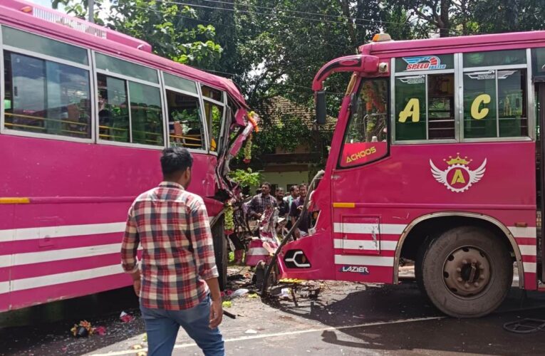 തളിപ്പറമ്പില്‍ ബസുകള്‍ കുട്ടിയിച്ച് നിരവധി പേര്‍ക്ക് പരിക്ക്