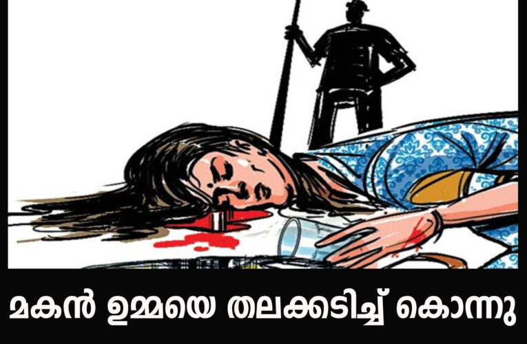 കാസര്‍കോട് പൊവ്വലില്‍ അമ്മയെ മകന്‍ മണ്‍വെട്ടികൊണ്ട് തലയ്ക്കടിച്ച് കൊന്നു.