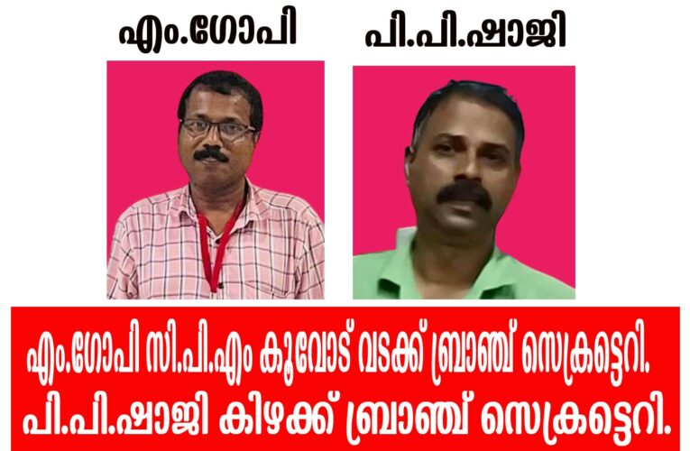 സി.പി.എ ബ്രാഞ്ച് സമ്മേളനങ്ങള്‍ തുടരുന്നു-എം.ഗോപി കൂവോട് വടക്ക് ബ്രാഞ്ച് സെക്രട്ടെറി, കിഴക്ക് ബ്രാഞ്ച് സെക്രട്ടെറിയായി പി.പി.ഷാജി.