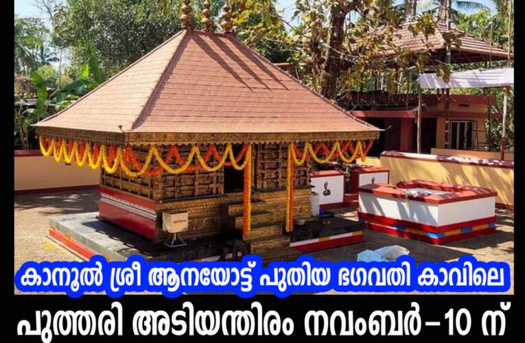 കാനൂല്‍ ശ്രീ ആനയോട്ട് പുതിയ ഭഗവതി കാവിലെ പുത്തരി അടിയന്തിരം നവംബര്‍-10 ന്