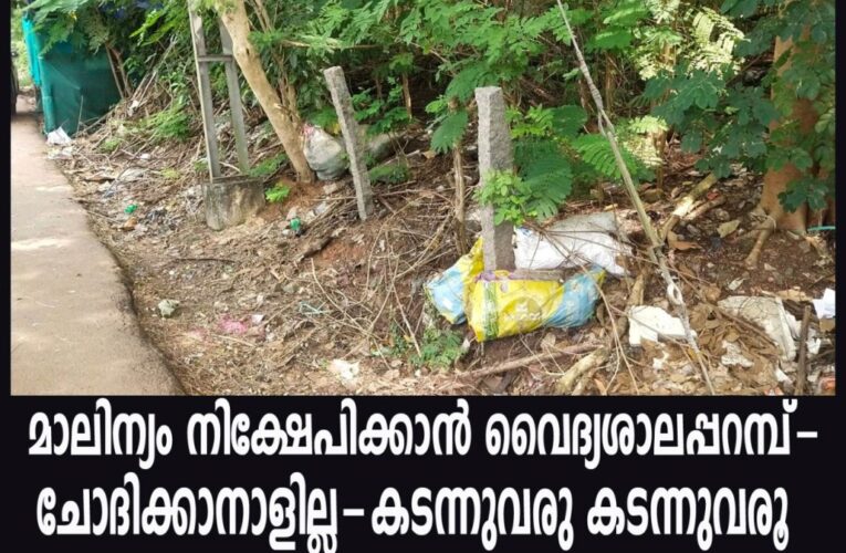 മാലിന്യം നിക്ഷേപിക്കാന്‍ വൈദ്യശാലപ്പറമ്പ്- ചോദിക്കാനാളില്ല-കടന്നുവരു കടന്നുവരൂ