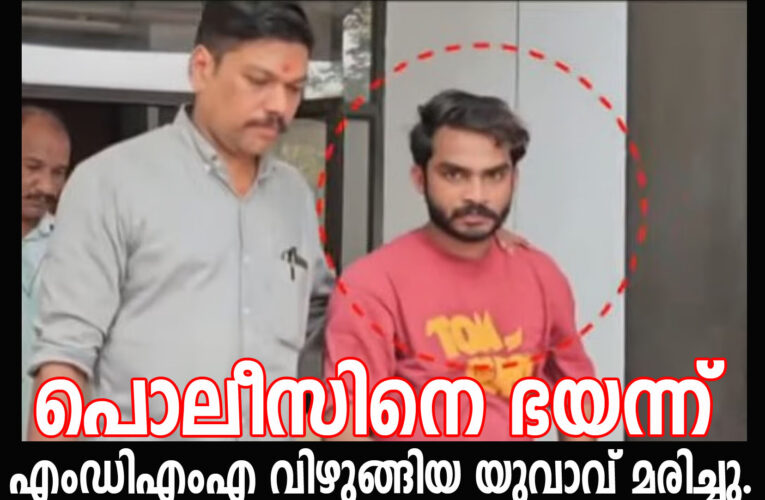 പൊലീസിനെ കണ്ട് ഭയന്ന്എംഡിഎംഎ അടങ്ങിയ പാക്കറ്റ് വിഴുങ്ങിയ യുവാവ് മരിച്ചു.