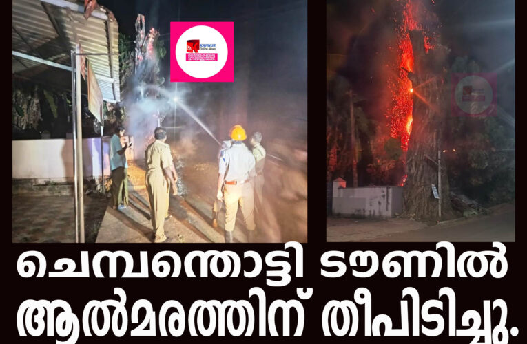 ചെമ്പന്തൊട്ടി ടൗണില്‍ ആല്‍മരത്തിന് തീപിടിച്ചു.