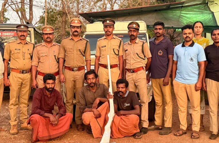 തോക്കും തിരയും കാട്ടുപന്നിയുടെ ജഡവുമായി നായാട്ട് സംഘത്തെ പിടികൂടി.