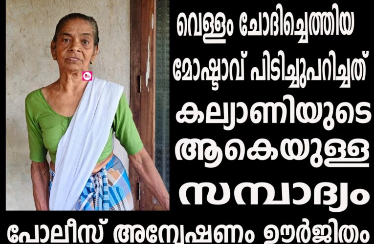 വെള്ളം ചോദിച്ചെത്തിയ  മോഷ്ടാവ് പിടിച്ചുപറിച്ചത് കല്യാണിയുടെ ആകെയുള്ള സമ്പാദ്യം